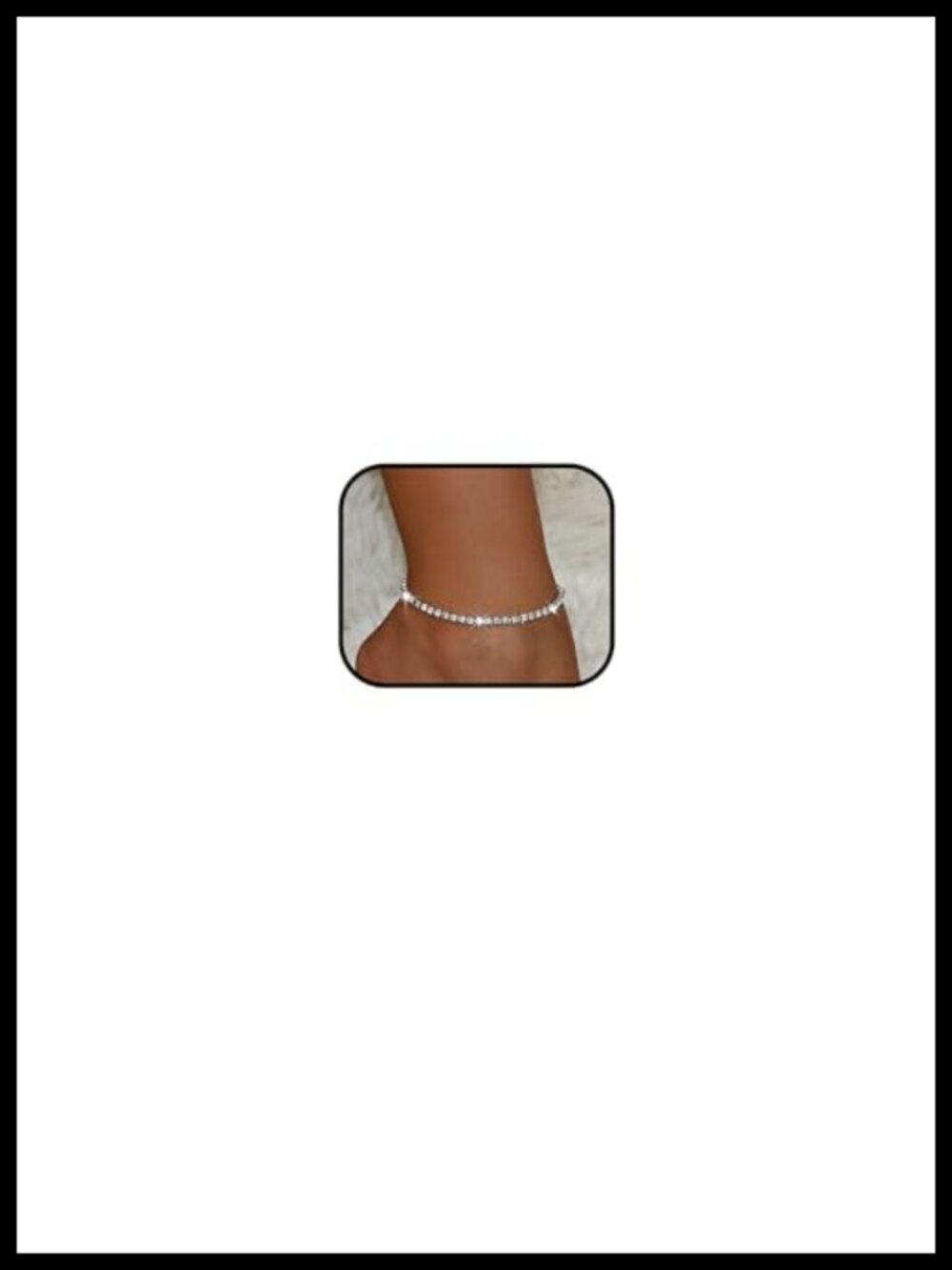 Silver Adjustable Rhinestone Anklet Copper Sparkly Beach Ankle Bracelet for